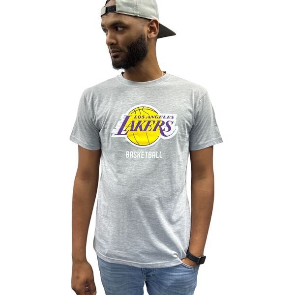 NBA Men's LA Lakers Straight Hem Printed T-Shirt 2 - Grey