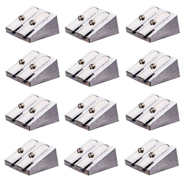 Deli Aluminum Dual Hole Pencil Sharpener - 12 Pack - 39762