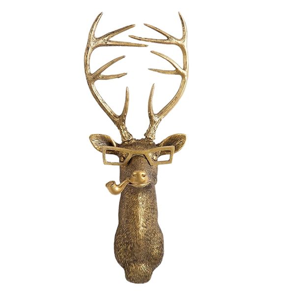 Decor Resin 3D Deer Head Wall Mount Hanging Sculpture - 38cm