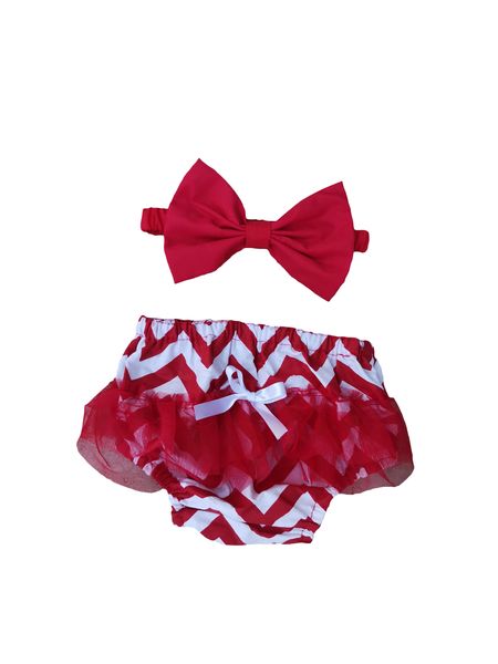 Red Chevron Nappy Cover and Headband
