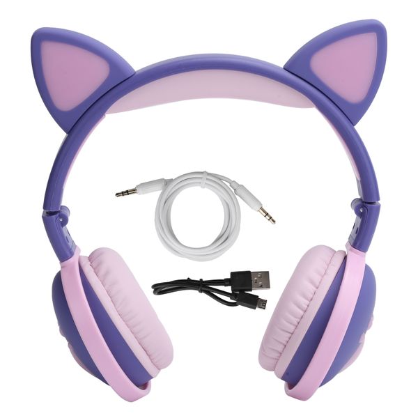 Cat Ear Glowing Wireless Bluetooth Headphone HIFI Sports Folding Headset