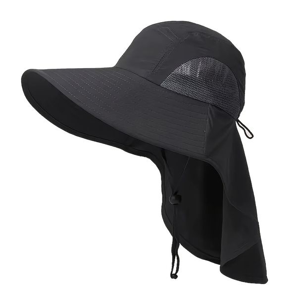 Wide-Brim Sun Hat - Neck Protection, Comfortable for Men &amp; Women