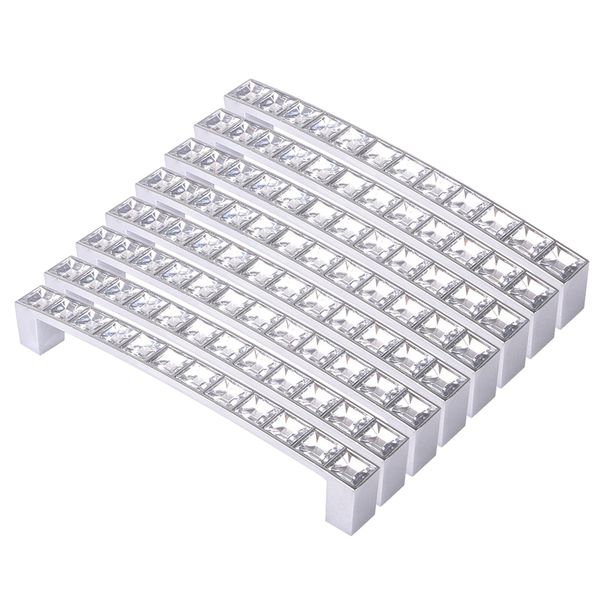 Pack Of 8 Europe Style Square Clear Crystal Rhinestone Handle 128Mm