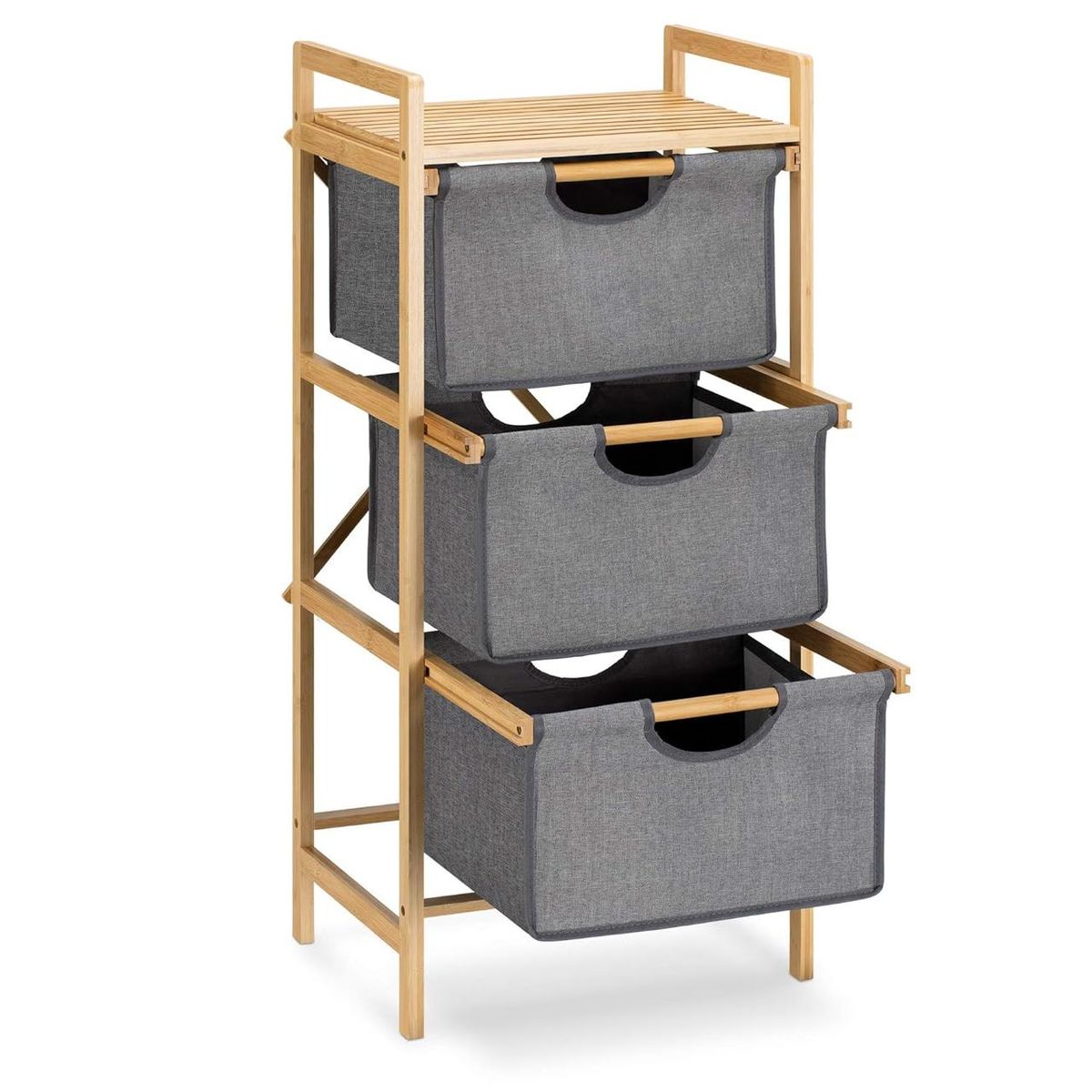 Decorum & Co - 3-Tier Bamboo Home Storage Unit - Fabric Drawers