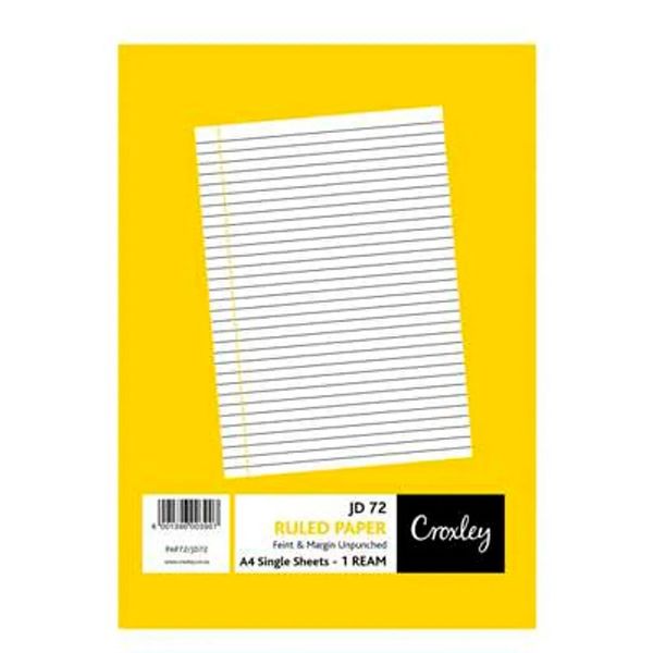 Ruled Paper A4 Feint Ruled with Margin Single Sheets Not punched