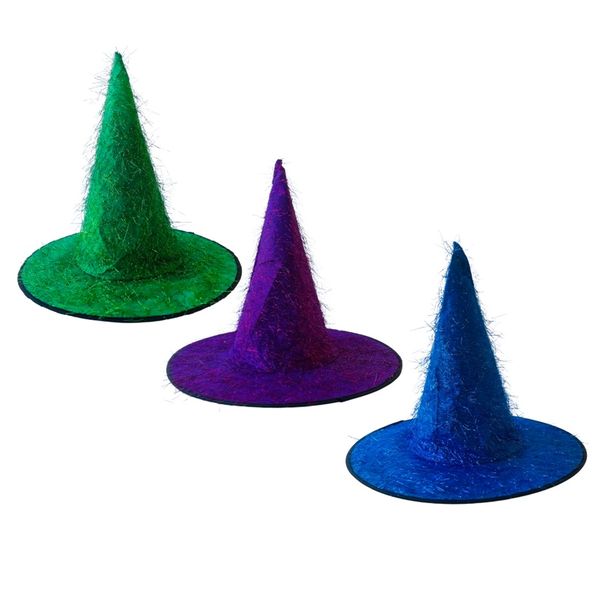 Halloween Dress Up Tinsel Witch Hats Set Of 3