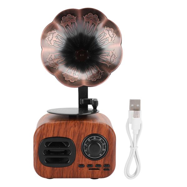 Mini Retro Bluetooth Smart Speaker Loudspeaker Music Player Walnut color