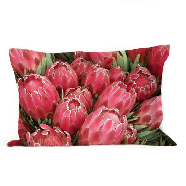 Protea Red Bunch Cushion with Feather Inner