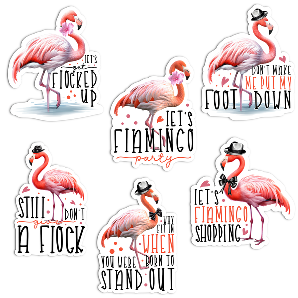 TrendSpire Flamingos Words Lifelike Vinyl Stickers (Colour) - Set of 6