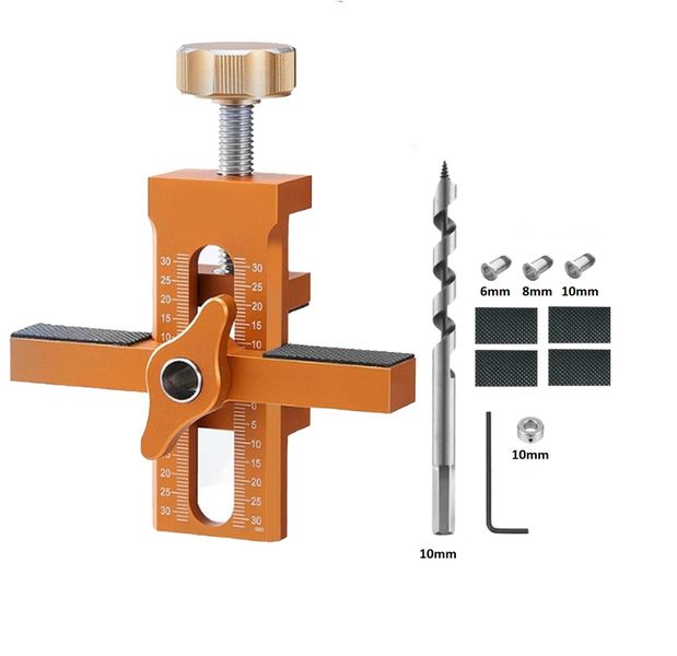 2-In-1 Cabinet Door &amp; Rebound Damper Mounting Jig With Drill Attachmen