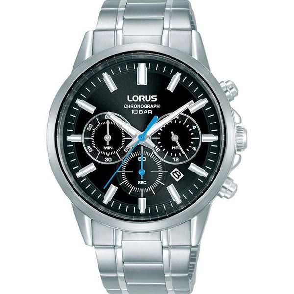 Lorus - Men's Silver-Black Metal Sports Watch