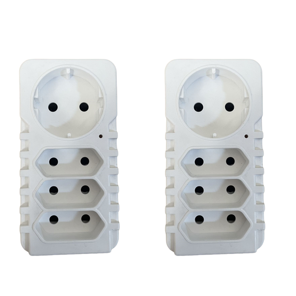 4 x 2 pin plug adaptor 250V~ 16A pack of 2