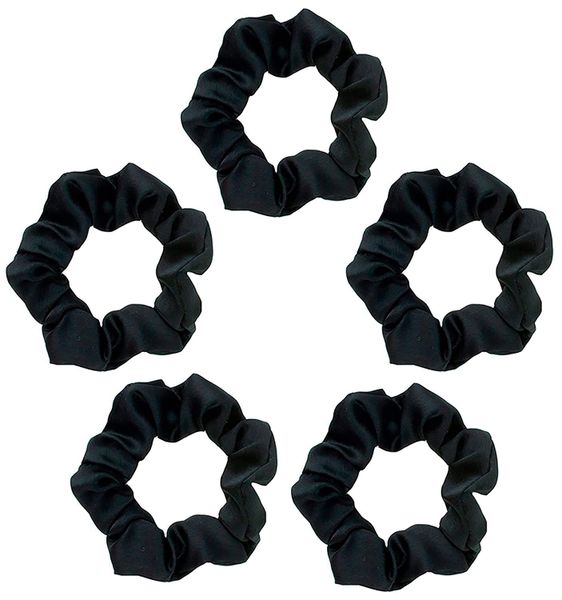 Kitsch Satin Scrunchies for Women No Crease Hair Ties Black - 5 Piece