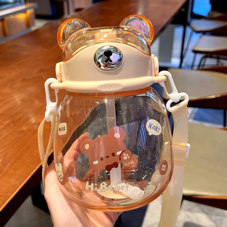 Portable Kawaii Bear Cup 1.3L Tumbler With Straw Cute Water Bottle