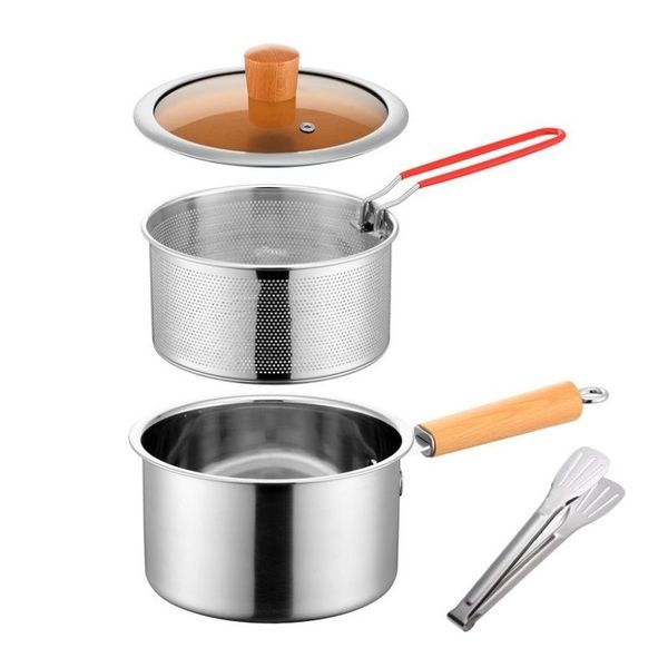 Food Grade Stainless Steel Frying Pot with Filter Screen and Clip