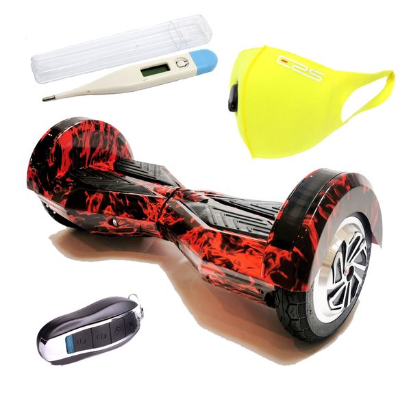 Self Balance Scooter8" Hoverboard-LED-Bluetooth-Remote-Thermometer-Fire Red