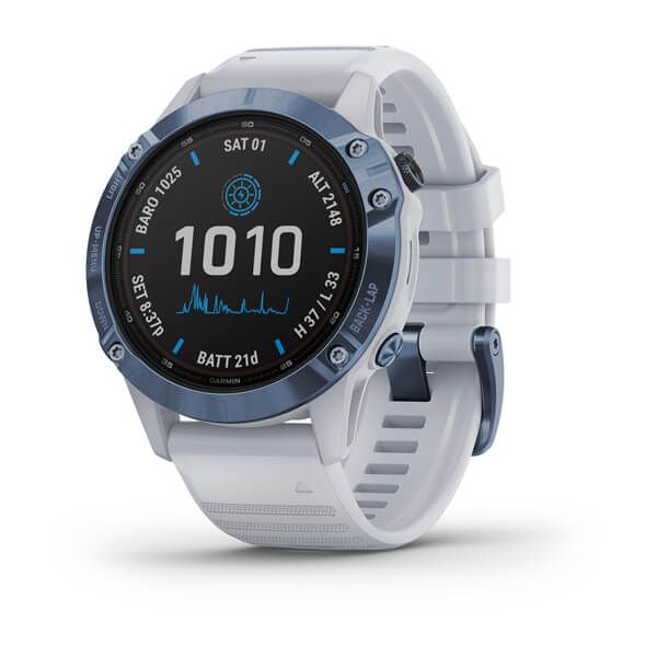 Garmin fenix 6 Pro Solar Edition Smartwatch (47mm) - Mineral Blue with Whitestone Band