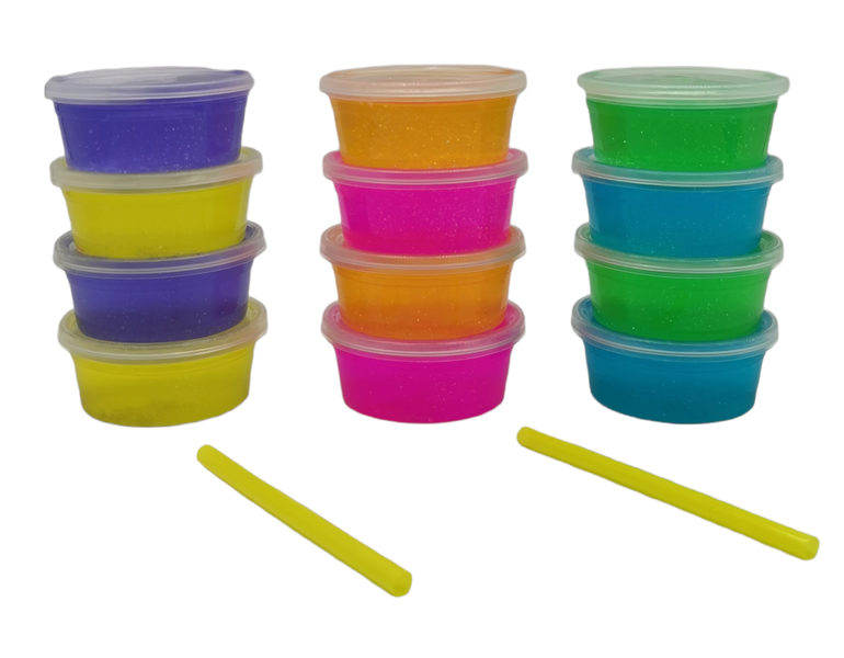 12 Piece Glitter Slime tubs