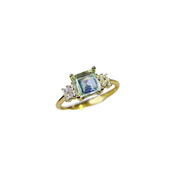 Ice-Clear Sapphire Square Ring Anniversary Gift