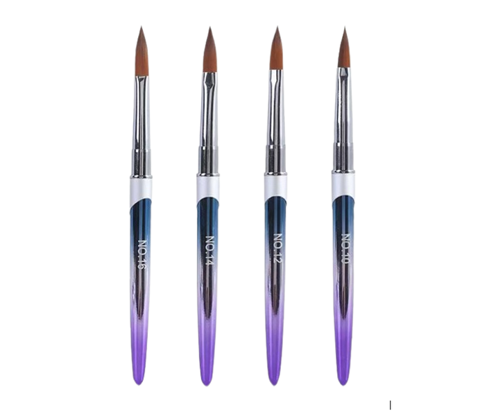 4 Piece Purple Acrylic Brush Set - Size 10/12/14/16