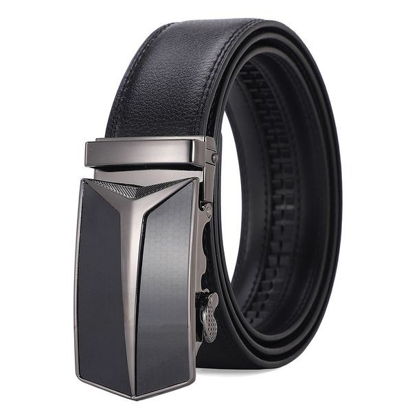 Metal Alloy Automatic Buckle Belt Men's Genuine Leather Waistband Fashion