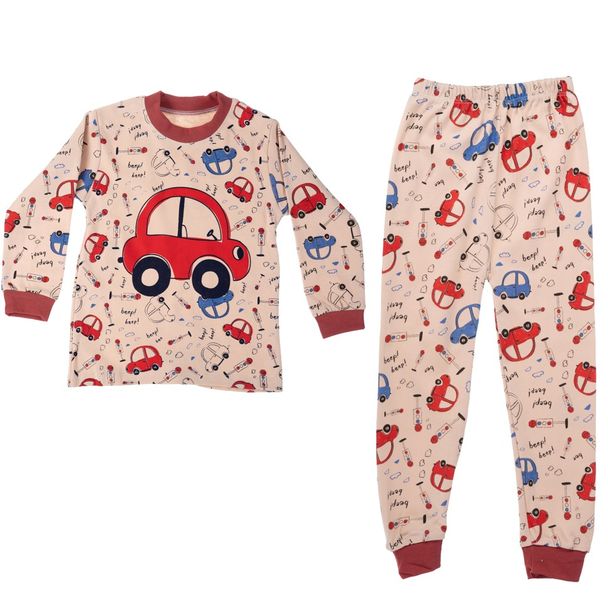 100% Cotton Long Winter Boys Car Pyjamas Set