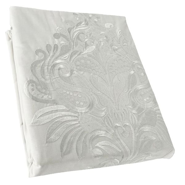 180 Thread Count Polycotton Embroidered Duvet Cover Set - Damask