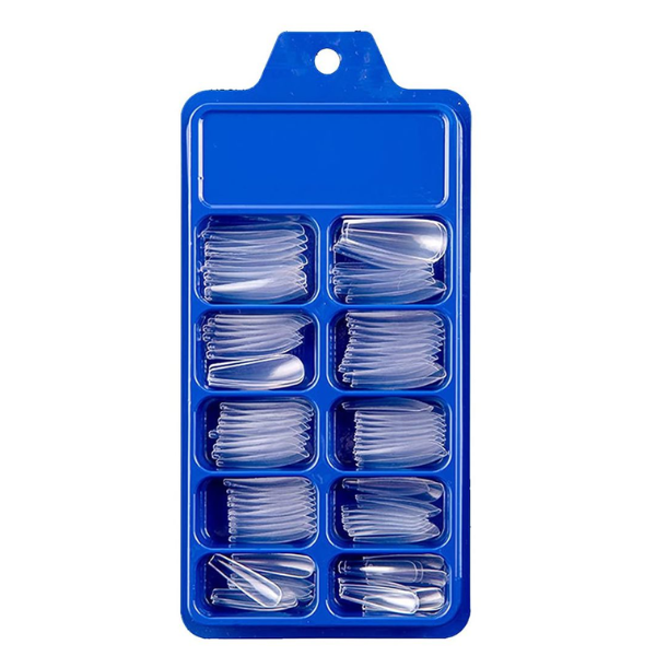 100 Piece Long Full Cover Nail Tips - Clear