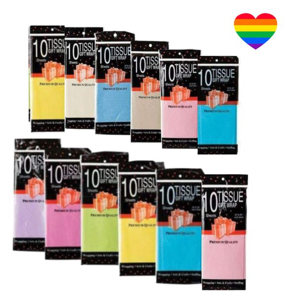 Party Gift Tissue Paper Set of 12 with Heart Sticker