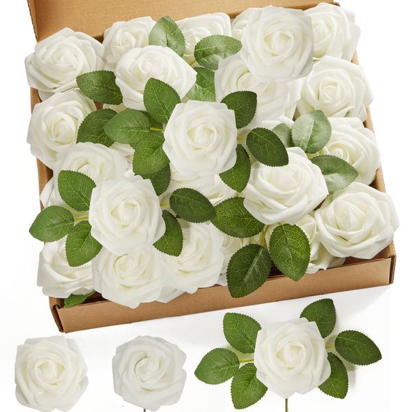 Chenshia 50Pc Artificial Roses Soft Foam DIY Wedding Bouqet Party Decor