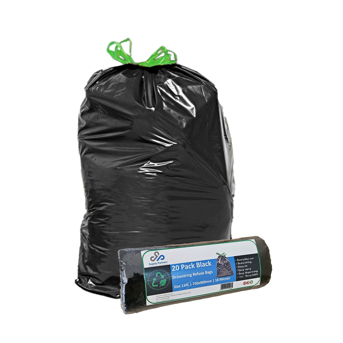 Supply Partners 20 x Drawstring (18 Micron) Refuse Bags | Shop Today ...