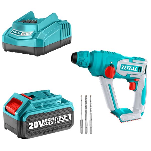 Total Tools - Rotary Hammer 20V With 4.0 Ah Battery &amp; Charger