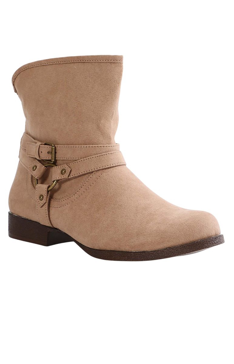 Urban StyleLadies Side Detail Suede Boots Taupe Buy Online in