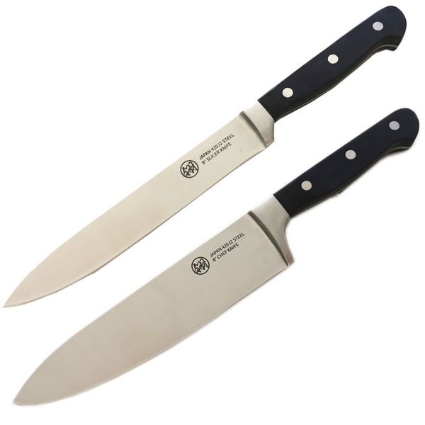 Sushi Knife Combo - 420 J2 Steel - 8"Japanese Chef Knife + Slicer Knife