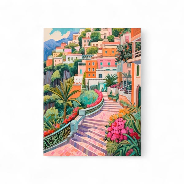 DIY Paint by numbers- Italian seaside town (Unframed)