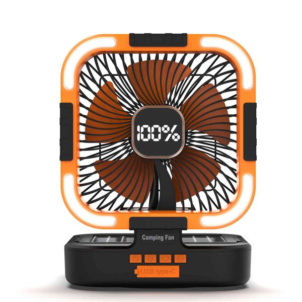 MD-F905 Solar Powered Rechargeable Camping Fan with LED Light &amp; Power Bank