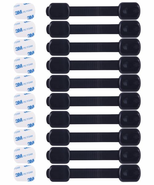 10Pcs Child Proof Safety Locks Baby Proofing Cabinet Locks -Black