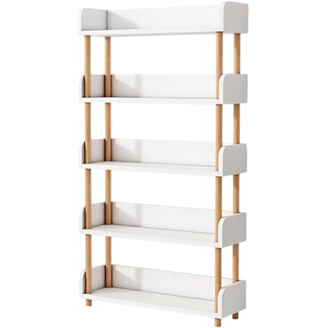 Wooden Bookshelf Freestanding Bookcase Solid Wood for Home Office - 5-Tier
