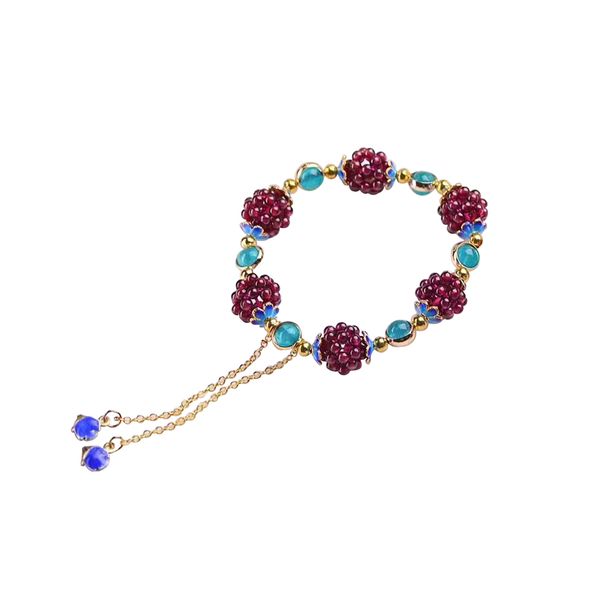 Garnet and Amazonite Gemstone Bracelet,Gemstone Woven Stretchy Bracelet