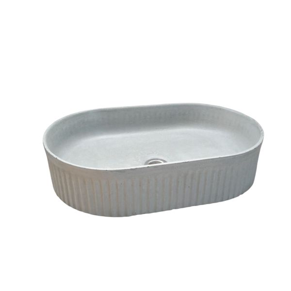 The Triton Grey 50.5 x 32 x 12cm Bespoke Ribbed Concrete Sink