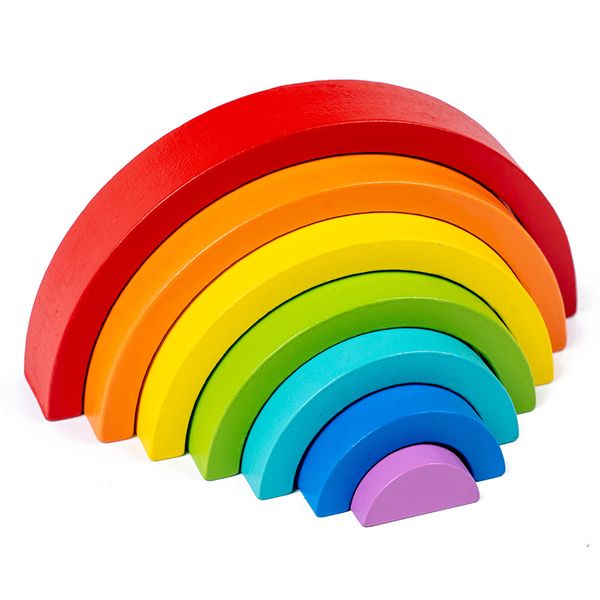 Wooden Children's Puzzle Color Awareness Puzzle Rainbow Blocks