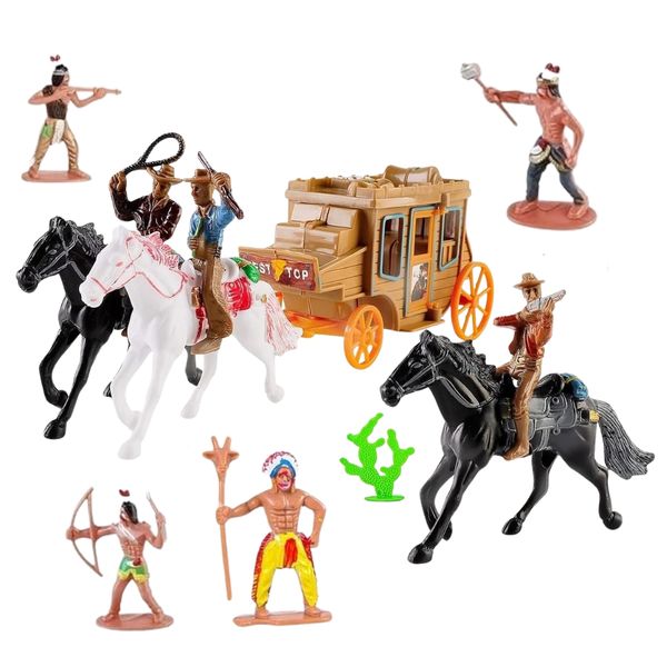 Wild West Figurine Playset - Toys for Boys - Cowboys &amp; Indians