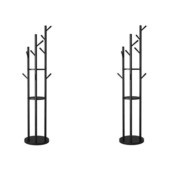 Black Metal Bedroom Coat Rack With Tray