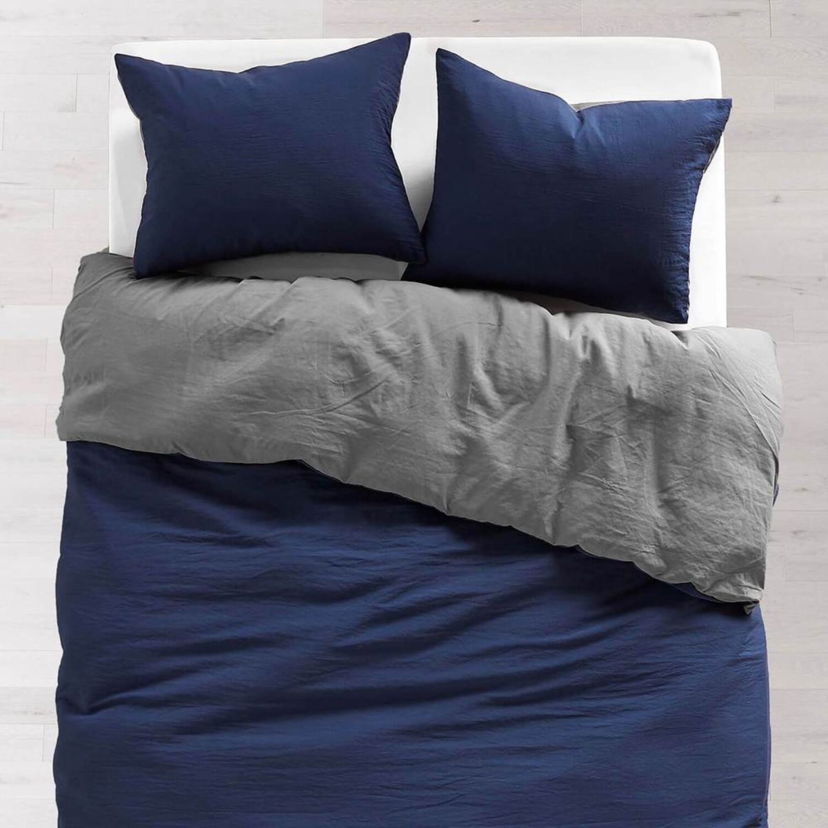 Bedding Duvet Set - 3 Piece Comforter Set - Reversible - Blue