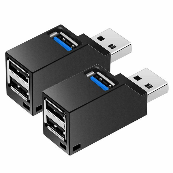 2Pcs Mini USB3.0 Hub Distributor Box for Computer U Disk Mobile Phone