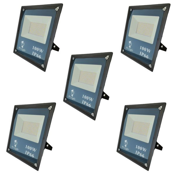 5 Dr Light FLG 100W Slim SMD LED Flood Lights Value Pack