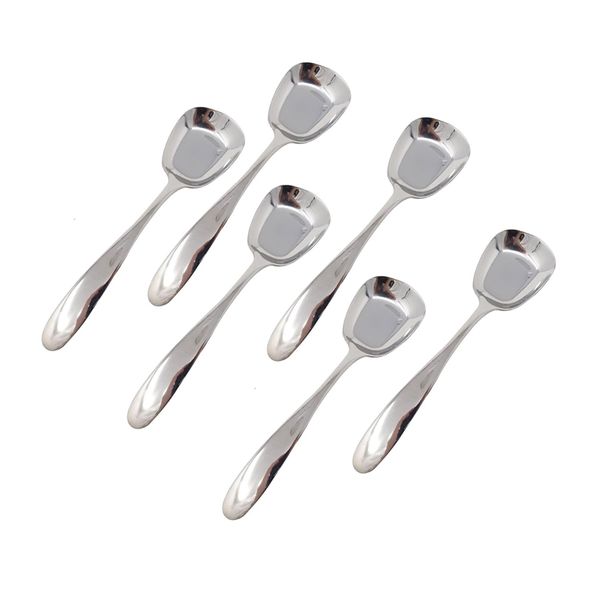 6PCS SquareHead Stainless Steel Spoons,Head Ice Cream Spoons, Arithmeticn S