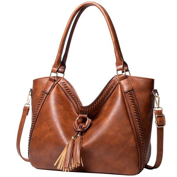 Women's Stylish Large Capacity Soft PU Leather Messenger Bag - Black