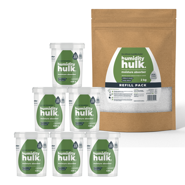 Humidity Hulk Home Starter Pack 6x400g Tubs + 2kg Refill