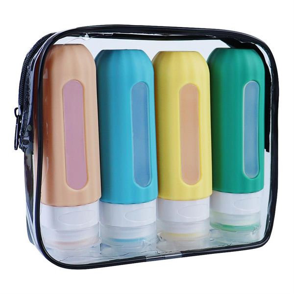 4-Piece x 90ml Travel Wash Leak-Proof Silicone Travel Bottle Set